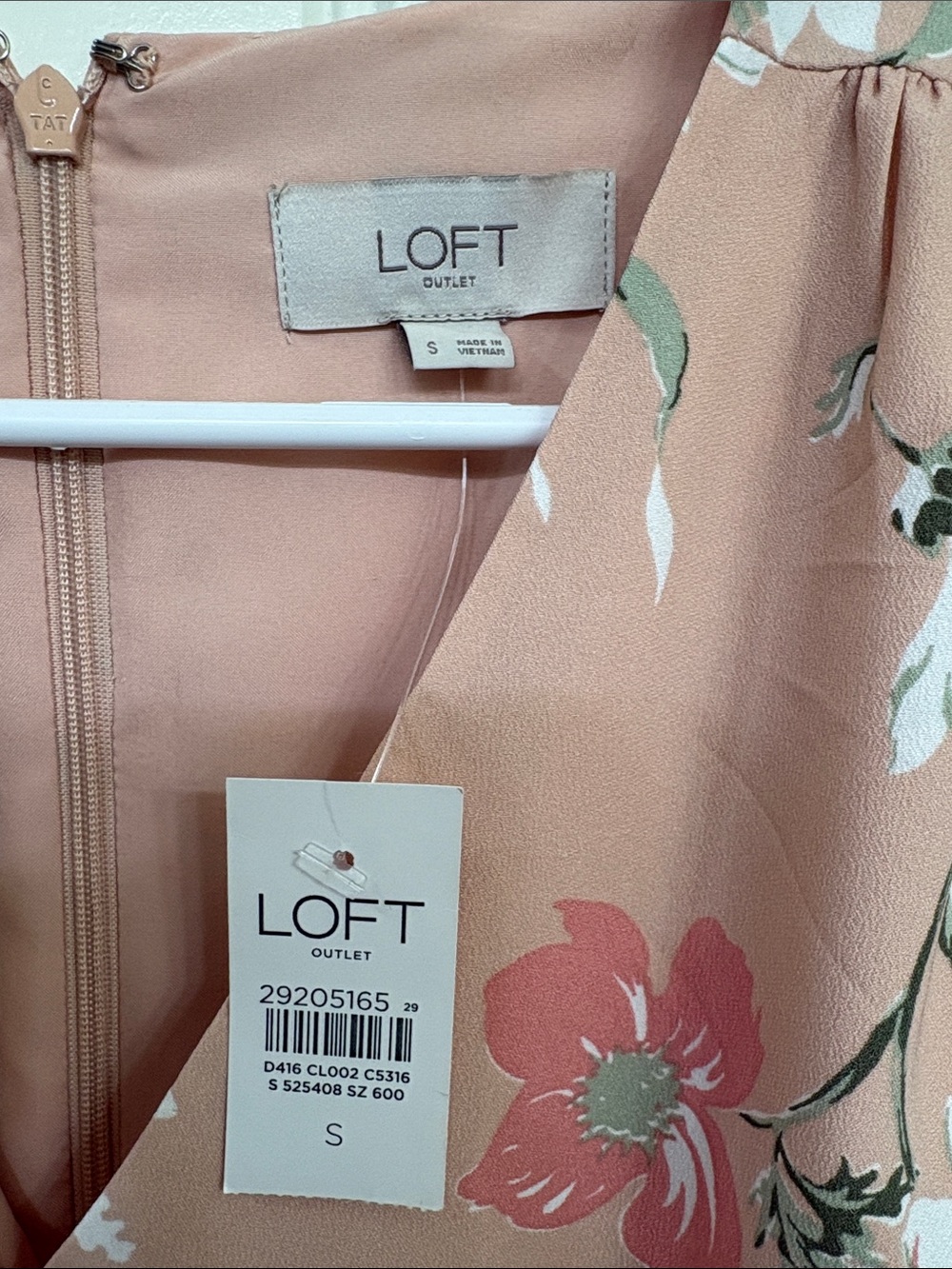LOFT Peach Floral V-Neck Ruffle Sleeve Dress - Picture 4 of 9